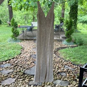 NWT white lace mermaid style dress with gold sequins